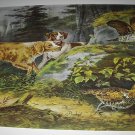 Hunting Dogs,Pheasants in Woods-FLUSHED-Etchotone Print by Currier & Ives
