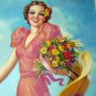 Art Deco Beauty In Pink Walking Wolfhound Dog-J. Erbit Lithograph Print