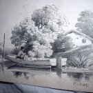 Antique Print-HUBERT-Man Fishing In Rowboat