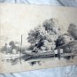 Antique Print-HUBERT-Man Fishing In Rowboat