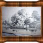 Antique Print-HUBERT-Man Fishing In Rowboat