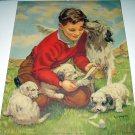 A GRATEFUL PAL-E.B.SEGNER-Sweet Boy Bandaging Puppy Springer Spaniel Lithograph A GRATEFUL PAL-E.B.SEGNER-Sweet Boy Bandaging Puppy Springer Spaniel Lithograph