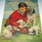 A GRATEFUL PAL-E.B.SEGNER-Sweet Boy Bandaging Puppy Springer Spaniel Lithograph