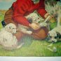 A GRATEFUL PAL-E.B.SEGNER-Sweet Boy Bandaging Puppy Springer Spaniel Lithograph