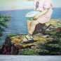 Blowing Bubbles at Oceanside VINTAGE LITHOGRAPH PRINT