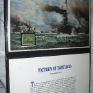 COMMEMORATIVE VICTORY AT SANTIAGO WITH ORIGINAL 1898- 1/8 CENT STAMP