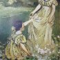 LOVELY UNUSED POSCARD-VICTORIAN WOMAN,GIRL IN YELLOW DRESS