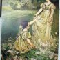 LOVELY UNUSED POSCARD-VICTORIAN WOMAN,GIRL IN YELLOW DRESS