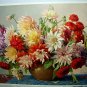 **REDUCED**Gorgeous FLORAL Western Germany Lithograph - Vase of Lovely DAHLIAS
