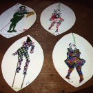 4 Unique Antique Handpainted CLOWNS-Signed by Artist-RARE,UNIQUE ARTWORK-
