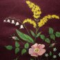 Antique Handpainted Burgandy Silk-Cosmos, Lily Of Valley Flowers