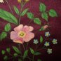 Antique Handpainted Burgandy Silk-Cosmos, Lily Of Valley Flowers