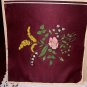 Antique Handpainted Burgandy Silk-Cosmos, Lily Of Valley Flowers