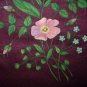 Antique Handpainted Burgandy Silk-Cosmos, Lily Of Valley Flowers