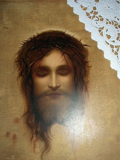 Strikingly Beautiful Lithograph Jesus Christcrown Of Thorns 3906