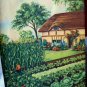 Unusual COTTAGE THEME Lithograph with GARDEN-Beautiful Tomatoes,Cabbage,Pumpkin