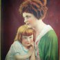 DADDY'S TREASURES- Beautiful Vintage Calendar Art Lithograph,Mother and Child