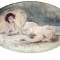 PAUL TILLIER-Antique HandColored Print-Two Nude Nymph Women Sunbathing