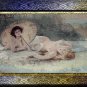 PAUL TILLIER-Antique HandColored Print-Two Nude Nymph Women Sunbathing