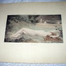 1800sHandcolored Print-THIVET-NUDE Nymphs Laying,Playing Near Water