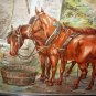 Antique1897Chromolithograph-Pair Chestnut Horses-DAYS WORK-ALBERT WILLIAMS