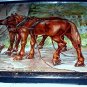 Antique1897Chromolithograph-Pair Chestnut Horses-DAYS WORK-ALBERT WILLIAMS