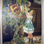 Sweet Victorian Girl Picking Flowers-Late 1800s Chromolithograph-LITTLE MISCHIEF