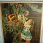 Sweet Victorian Girl Picking Flowers-Late 1800s Chromolithograph-LITTLE MISCHIEF