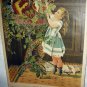 Sweet Victorian Girl Picking Flowers-Late 1800s Chromolithograph-LITTLE MISCHIEF