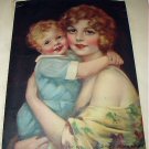 J.KNOWLES HARE Lithograph-MY BOY-Sweet Baby Boy Hugs Mother
