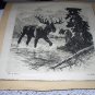 R.H. PALENSKE-Huge Bull Moose and His Mate-Vintage Drypoint Print