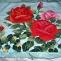 Lovely Vintage Embroidered ROSES Fabric,Pillow Cover,Wall Decor