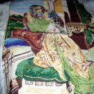 Exquisite Needlepoint VICTORIAN LOVERS-LARGE Handmade Antique