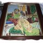 Exquisite Needlepoint VICTORIAN LOVERS-LARGE Handmade Antique