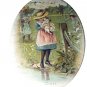 1800s Sweet Chromolithograph-Girl Holding Puppy
