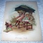 1800s Chromolithograph-CARRIAGE FOLK-Two Girls Playing Riding A Carriage