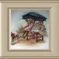 1800s Chromolithograph-CARRIAGE FOLK-Two Girls Playing Riding A Carriage