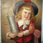 Vintage Print-Blonde Haired Girl Holding Drink Tankard-E.LOUYET
