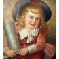 Vintage Print-Blonde Haired Girl Holding Drink Tankard-E.LOUYET