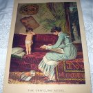 Stunning Antique Chromolithograph Print-THE UNWILLING MODEL-Mother Painting Portrait of Baby