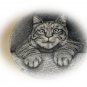 1800s Antique Etching Illustration Sweet Tabby Cat In Portrait