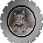 1800s Antique Etching Illustration Sweet Tabby Cat In Portrait
