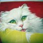 TOO SWEET!! WHITE PERSIAN CAT IN POTTERY BOWL-JACK MURRAY ARTWORK