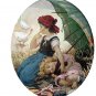 TWO IN THE SHADE-Antique Chromolithograph Print-Two Girls Under Umbrella