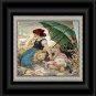 TWO IN THE SHADE-Antique Chromolithograph Print-Two Girls Under Umbrella