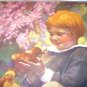 Little Girl with her Pet Ducks-FRIENDS- Vintage Illustration
