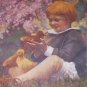 Little Girl with her Pet Ducks-FRIENDS- Vintage Illustration