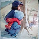 VERNON THOMAS-Vintage Magazine Print-Two Girls Peeking at Woodchuck