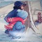 VERNON THOMAS-Vintage Magazine Print-Two Girls Peeking at Woodchuck