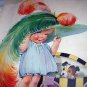 Large C.TWELVETREES Magazine Cover Art Print-Girl Trying on Hat with Feather